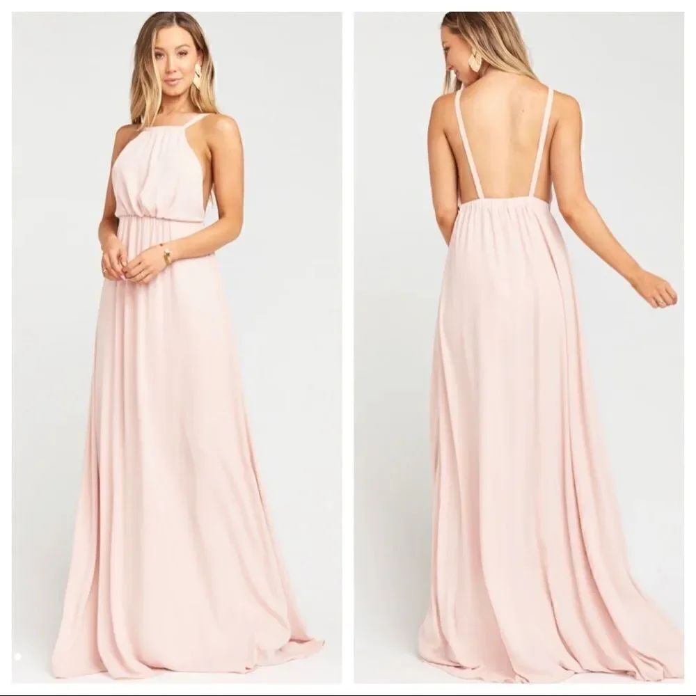 Show Me Your MuMu Amanda Maxi Dress Dusty Blush Crisp Long Bridesmaid Size Small